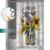 Double Love Sunflower Bottle Bathroom Curtain 78 Inch Shower Curtain with Hooks, Waterproof Polyester Bath Curtain Washable Bathtub Curtain 72''x 78'' Spring Floral Botanical Watercolor White view 4