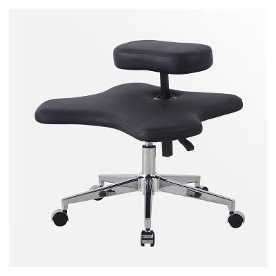 JLXJYS Kneeling Chair Faux Leather Kneeling Chair for Office Home, Black Cross Legged Kneeling Chair Ergonomic Cross Legged Stool, with 5 Brake Wheel