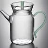 275ml green tea pot, high borosilicate imitation Song glass teapot, Kung Fu teapot, black tea glass pot, tea set home tea cup cover, green handle, glass teapot with lid. view 1