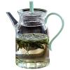 275ml green tea pot, high borosilicate imitation Song glass teapot, Kung Fu teapot, black tea glass pot, tea set home tea cup cover, green handle, glass teapot with lid. view 3
