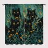 Chaohuan Cute Cat Blackout Curtains for Kid Girls Boys Bedroom, 42" W x 63" L, Flower Plants Kawaii Black Cat Rod Pocket Darkening Thermal Insulated Window Drapes for Bedroom Living Room view 1