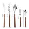 90 pieces flatware set for 18, 18/0 stainless steel silverware set,wooden handle tableware sets, kitchen cutlery set for dinner dishwasher safe (wooden,90pcs) view 2