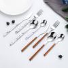 90 pieces flatware set for 18, 18/0 stainless steel silverware set,wooden handle tableware sets, kitchen cutlery set for dinner dishwasher safe (wooden,90pcs) view 4