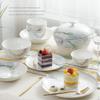 TRQZNLEP Stylish Dinner Set for Luxury Restaurant and Home, 56 Pieces Bone China Dinnerware Set Simple Nordic Style Dinner Set China Tableware Set Dishes Bowls and Plates for 6-10 People Kitchenware view 2