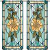 ZhiRain Stained Glass Style Floral Curtains Boho Plant Stained Glass Curtain with Rod Pocket for Bedroom Living Room Home Decor Drapes Window Treatments 2 Panels Set 52" W X 84" L view 1