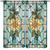ZhiRain Stained Glass Style Floral Curtains Boho Plant Stained Glass Curtain with Rod Pocket for Bedroom Living Room Home Decor Drapes Window Treatments 2 Panels Set 52" W X 84" L view 2
