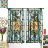 ZhiRain Stained Glass Style Floral Curtains Boho Plant Stained Glass Curtain with Rod Pocket for Bedroom Living Room Home Decor Drapes Window Treatments 2 Panels Set 52" W X 84" L view 4