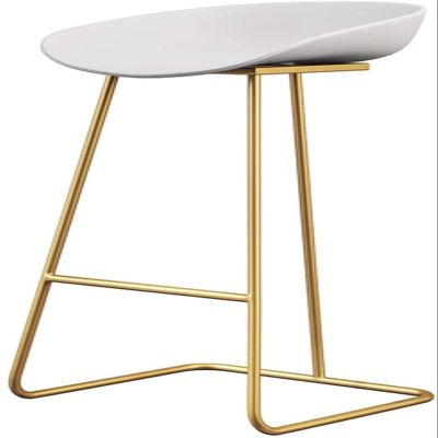 GRDDBZA Modern Bar Stools Set Counter Height Dining Chairs Tall Barstools Creative Simple Metal Bar Stools Leisure Dining Chairs - Gold Leg/Plastic Cushion (Color : White, Size : 70cm)