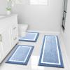 OLANLY Bathroom Rugs Sets 3 Piece, Soft Absorbent Microfiber Bath Mats and U-Shaped Contour Toilet Rug, Home Decor Accessories, Non-Slip, Bath Mat Set for Bathroom (47"x20"+24"x16"+24"x20", Blue) view 1