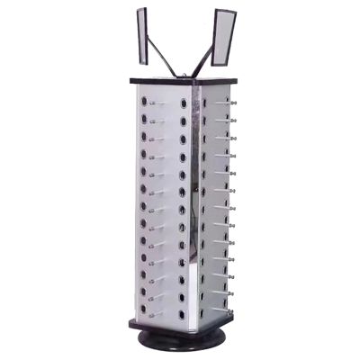 YJEUZCD Retail Sunglass Display Stand Holder, 360Rotating Glasses Holder Organizer Rack with Mirror, Eyeglasses Storage (Color : Silver-5pcs, Size : 9.4x9.4x34in)
