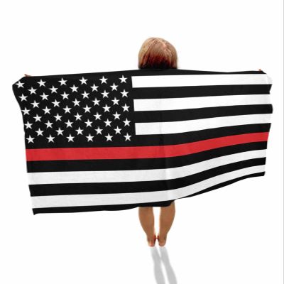 Beach Towel 35x70 Oversized, Thin Red Line Flags American Firefighter Red Stripes Flag Lightweight Microfiber Beach Towels, Absorbent Sand Free Beach Essentials for Beach Pool Travel Camping