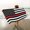 Beach Towel 35x70 Oversized, Thin Red Line Flags American Firefighter Red Stripes Flag Lightweight Microfiber Beach Towels, Absorbent Sand Free Beach Essentials for Beach Pool Travel Camping view 2