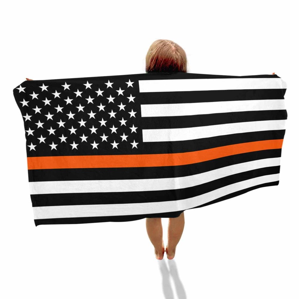 Prime Leader Beach Towel 35x70 Oversized, Thin Orange Line Flag Search Rescue Officer Lightweight Microfiber Beach Towels, Absorbent Sand Free Beach Essentials for Beach Pool Travel Camping
