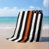 Prime Leader Beach Towel 35x70 Oversized, Thin Orange Line Flag Search Rescue Officer Lightweight Microfiber Beach Towels, Absorbent Sand Free Beach Essentials for Beach Pool Travel Camping view 3