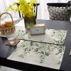 Sage Green Eucalyptus Table Mats Set of 4 With Table Runner 90 Inches Long,Linen Tablerunner Burlap Kitchen Dining Placemats for Party/Wedding/Coffee/Dress Party,Rustic Botanical Plant Leaf Farmhouse view 4