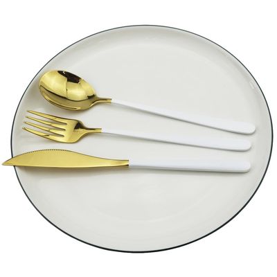 HIDEERPPY Silverware Set, 3/12/18/24/30/36 Pieces Steak Knife, Fork And Spoon Set 304 Stainless Steel Tableware Three-piece Set, Home Flatware Set (Color : White Gold, Size : 12Set-36Pcs)