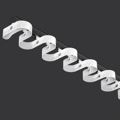 2.6mm Thickened Silent Ceiling Curtain Track Heavy Duty Aluminum Alloy Water Wave Curtain Rail S-shaped Wave Track Serpentine Curtain Track Room Divider Curtain Rod For Home Office(Color:Black,Size:17