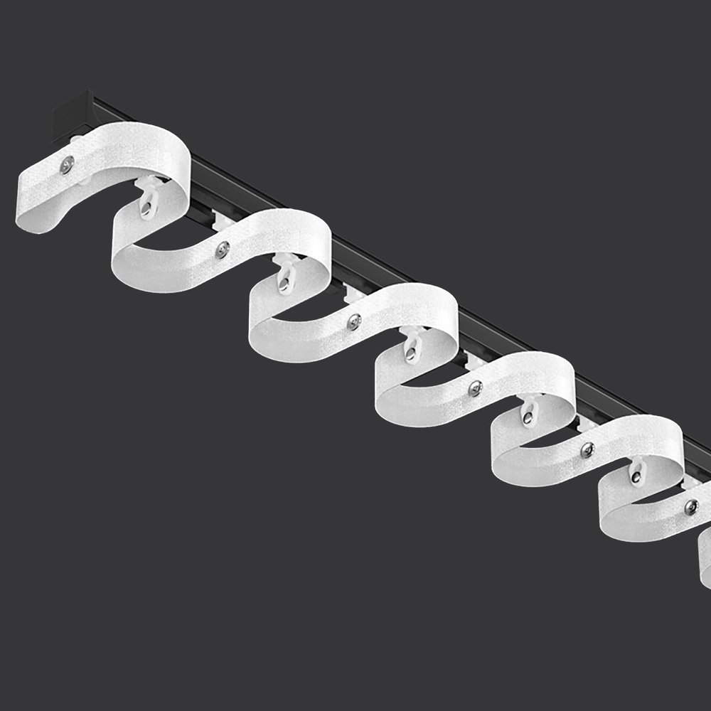 2.6mm Thickened Silent Ceiling Curtain Track Heavy Duty Aluminum Alloy Water Wave Curtain Rail S-shaped Wave Track Serpentine Curtain Track Room Divider Curtain Rod For Home Office(Color:Black,Size:17