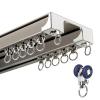 100cm-600cm Heavy-Duty Double Curtain Rails Ceiling Curtain Track Aluminum Ceiling Curtain Rod Track with Double Row of Pulley, for Bay Windows RV Room Divider Curtain Rail (Color : Champagne, Size view 1