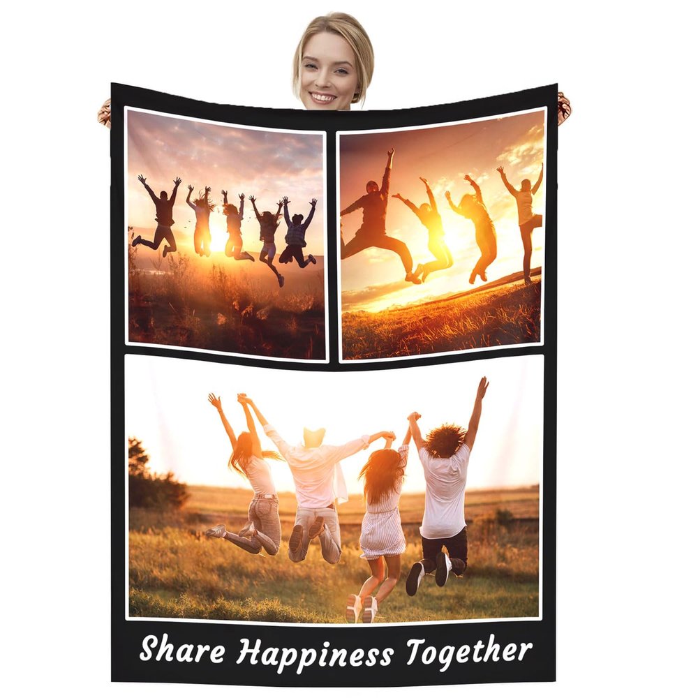 Dmkjdzsw Personalised BlanketCustom Blanket Soft Cosy Custom Blanket for Adults KidsPersonalised Gifts for Mum, Dad, Boyfriend-C-100 * 150CM