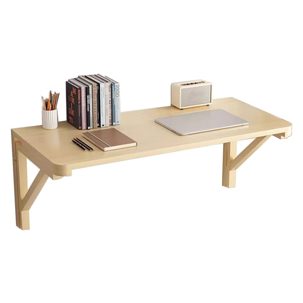 Wall Mounted Folding Table with Brackets, Foldable Breakfast Bar Table Dining Table, Wood Floating Computer Laptop Desk, Fold-Down Work Table Workbench (Size : L50xW30cm/L20xW12in)