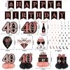 Eucutur 42PCS 40th Birthday Decoration Kit for Women, Rose Gold Happy 40th Bday Banner Balloons Honeycomb Centerpiece Swirl Paper Pompoms Party Supplies, 40 Bday Sash Table Cake Topper Swirls Set view 2