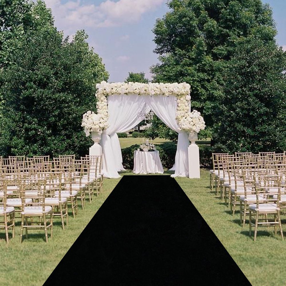 Aisle Runner for Wedding Ceremony - 10m 20m Black Carpet Runner 2mm Thick Non-Slip Runway Rug - Party Prom Church Aisle Decorations Hallway Rug (Size : 1x15m)