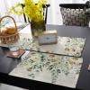 Eucalyptus Flower Table Mats Set of 6 With Table Runner 72 Inches Long,Linen Tablerunner Burlap Kitchen Dining Placemats for Party/Wedding/Coffee/Dress Party,Sage Green Leaf Vintage Floral Botanical view 4