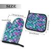 Abucaky Mermaid Scales Oven Mitts and Pot Holders Insulated Gloves & Kitchen Counter Safe Mats for Cooking BBQ Baking Grilling (2-Piece Set) view 2