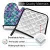 Abucaky Mermaid Scales Oven Mitts and Pot Holders Insulated Gloves & Kitchen Counter Safe Mats for Cooking BBQ Baking Grilling (2-Piece Set) view 3