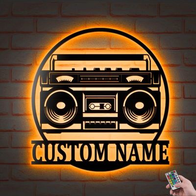 HIEPDECORSIGN Decor Sign, Custom Boombox Radio Metal Wall Decor Vintage Cassette Tape Player Music Wall Art Decoration Ghetto Blaster Hip Hop Rap