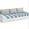 Turquoise Stripe Stretch Couch Sofa Cushion Covers,Sectional/Individual/L/T Shape Sofa Couch Slipcover Armchair Slip Cover with Elastic Bottom,Boho Contemporary Minimalist Geometric White L Size 1-PC view 1