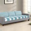 Turquoise Stripe Stretch Couch Sofa Cushion Covers,Sectional/Individual/L/T Shape Sofa Couch Slipcover Armchair Slip Cover with Elastic Bottom,Boho Contemporary Minimalist Geometric White L Size 1-PC view 2