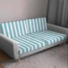 Turquoise Stripe Stretch Couch Sofa Cushion Covers,Sectional/Individual/L/T Shape Sofa Couch Slipcover Armchair Slip Cover with Elastic Bottom,Boho Contemporary Minimalist Geometric White L Size 1-PC view 3