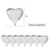 12 Pcs Silver Heart Shape Foil Mylar Balloons 18 Inch Love Balloons for Valentine's Day Birthday Party Decorations For Propose Marriage Wedding Bridal Shower Engagement Party Decorations (Silver) view 3