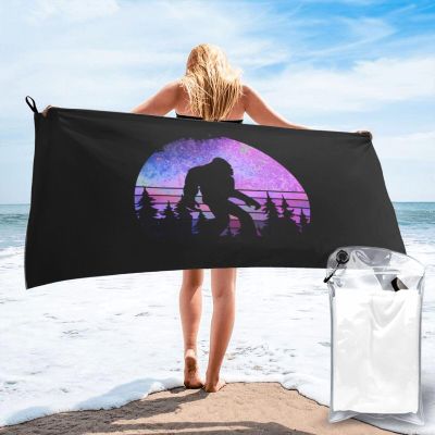 HomeLoft Basics Microfiber Beach Towel, Sasquatch Bigfoot Trees Forest Large Camping Towel for Women Men, Bathroom Beach Towels 27.5""X55""-2, White