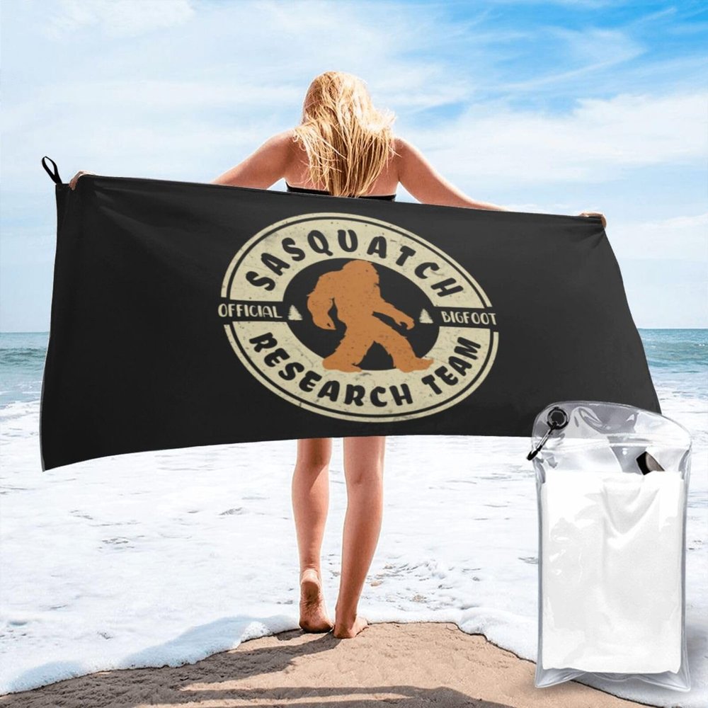 HomeLoft Basics Microfiber Beach Towel, Bigfoot Research Team Vintage Sasquatch Large Camping Towel for Women Men, Bathroom Beach Towels 27.5""X55"", White