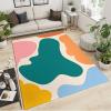 JYIZUA Modern Mid-Century Kids Rug, Green Pink Blue Orange Yellow Geometry Area Rugs, Non-Slip Low Pile Hardwearing Washable Mat for Living Room Bedroom Apartment High Traffic Nursery Playroom 5x8ft view 2