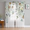 2 PCS Eucalyptus Semi-Sheer Chiffon Curtains 72 Inches Long,Rod Pocket Voile Curtain Panels Window Drape Curtains for Living Room/Bedroom/Kitchen,Green Leaves Flower Watercolor Floral Spring 104x72 view 1
