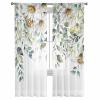 2 PCS Eucalyptus Semi-Sheer Chiffon Curtains 72 Inches Long,Rod Pocket Voile Curtain Panels Window Drape Curtains for Living Room/Bedroom/Kitchen,Green Leaves Flower Watercolor Floral Spring 104x72 view 2