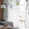 2 PCS Eucalyptus Semi-Sheer Chiffon Curtains 72 Inches Long,Rod Pocket Voile Curtain Panels Window Drape Curtains for Living Room/Bedroom/Kitchen,Green Leaves Flower Watercolor Floral Spring 104x72 view 4
