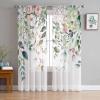 2 PCS Eucalyptus Sage Green Semi-Sheer Chiffon Curtains 84 Inches Long,Rod Pocket Voile Curtain Panels Window Drape Curtains for Living Room/Bedroom/Kitchen,Farmhouse Pastoral Pink Floral Leaf 104x84 view 1