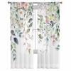 2 PCS Eucalyptus Sage Green Semi-Sheer Chiffon Curtains 84 Inches Long,Rod Pocket Voile Curtain Panels Window Drape Curtains for Living Room/Bedroom/Kitchen,Farmhouse Pastoral Pink Floral Leaf 104x84 view 2