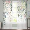 2 PCS Eucalyptus Sage Green Semi-Sheer Chiffon Curtains 84 Inches Long,Rod Pocket Voile Curtain Panels Window Drape Curtains for Living Room/Bedroom/Kitchen,Farmhouse Pastoral Pink Floral Leaf 104x84 view 3