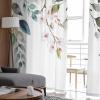2 PCS Eucalyptus Sage Green Semi-Sheer Chiffon Curtains 84 Inches Long,Rod Pocket Voile Curtain Panels Window Drape Curtains for Living Room/Bedroom/Kitchen,Farmhouse Pastoral Pink Floral Leaf 104x84 view 4