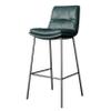 PU Leather Bar Stools with Backrest, Kitchen Dining Chairs, Living Room Vanity Makeup Leisure Stool, Soft PU Leather Upholstered Seat, Side Chairs with Black Metal Legs, Seat Height 75cm, Green view 1