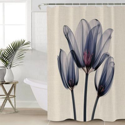 Teamery Shower Curtain with Hooks Vintage Tulip Flower 72X72inch Shower Curtain for Bathroom Waterproof Fabric Bathroom Accessories Bathtub Decor, Tuliptmy26027, FBM-207477-YLA