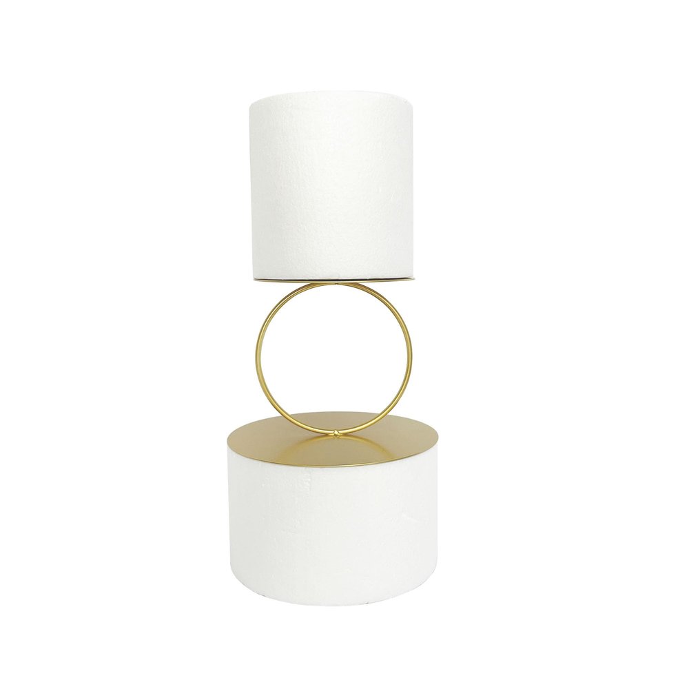 ANGYGH 1PC Top 5.9" Height 5.9" Base 7.87" Gold Metal Round Cake Stand Floating Cake Separator Stand for Wedding Birthday Party Compartment Decorative