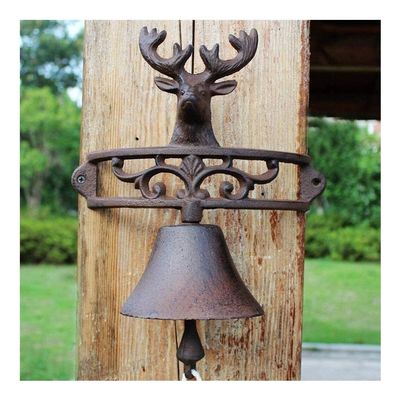 Cast Iron Doorbell, Cast Iron Dinner Bell Outdoor Church School Antique Vintage Style Large Cast Iron Dinner Farm Bell Cast Iron Doorbell Retro Hand Bell Door Garden Decoration Fashion Wall Hanging Wi