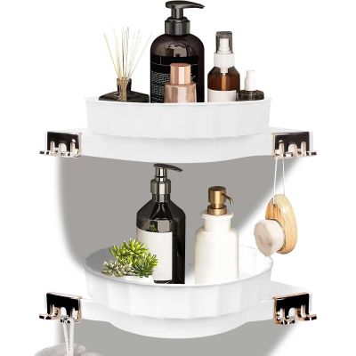 360 Rotating Bathroom Storage Rack, Shower Caddy Shelf Organizer Rack, Corner Shower Caddy, 360 Rotating Bathroom Organizer, Drill-Free Shower Shelves for Bathroom Storage & Home Decor